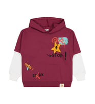 Civil Boys Stop Yıldız Baskılı 6-9 Yaş Sweatshirt - Bordo