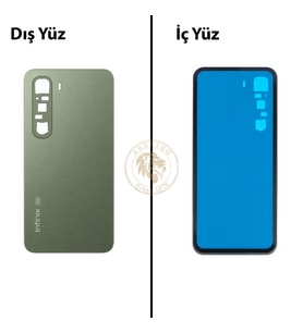 Infinix Hot 60 Yeşil Uyumlu Arka Kapak Arka Cam Batarya Pil Kapağı Lazer Kesim Back Cover