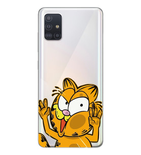 Samsung Galaxy A71 Uyumlu Garfield Desenli Şeffaf Telefon Kılıfı