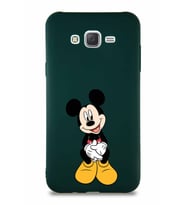 Samsung Galaxy J7 Soft Premier Kapak Mickey Mouse-A Tasarımlı Silikon Kılıf - Yeşil (Şeffaf)