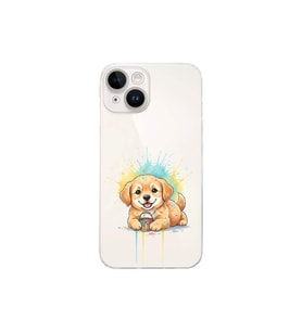 iPhone 14 ile Uyumlu Splash Köpek Tasarımlı Şeffaf Silikon Kılıf