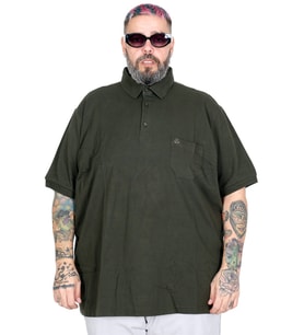 Mode XL Battal Beden Erkek Tshirt Polo Yaka Cepli Klasik Pike 20552 Haki
