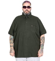 Mode XL Battal Beden Erkek Tshirt Polo Yaka Cepli Klasik Pike 20552 Haki