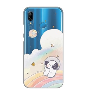 Huawei P20 Lite Uyumlu Sevimli Köpek Desenli Şeffaf Telefon Kılıfı