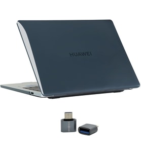 Huawei MateBook 14 Kılıf Uyumlu Kristal Parlak Sert Hard Case İnce Hafif Çizilme Koruma Yeni FLMH 2024-2025 14 inç Siyah