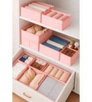6'lı Çekmece Içi Düzenleyici Organizer Set - Çok Amaçlı Dolap Içi Kutu Seti - Pembe Benekli