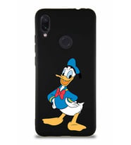 Xiaomi Redmi Note 7 Pro Soft Premier Kapak Donald Duck-C Tasarımlı Silikon Kılıf - Siyah (Şeffaf)