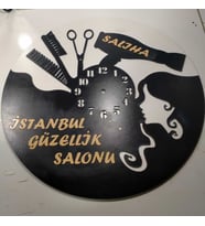Kuaför veya Güzellik Merkezi 3+3 mdf Kişiye Özel İsim yazılı Duvar Saati