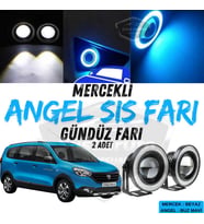 Dacia Lodgy 2012-2022 Uyumlu Mercekli Angel Sis Farı Metal 76 mm Buz Mavi Halkalı Gündüz Farı 2 Adet