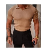Erkek Fitilli Polo Yaka Triko T-Shirt
