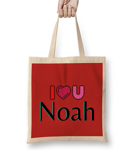 Noah Name Custom Design Gift Baby-Gift For Him Bez Çanta Uzun Saplı