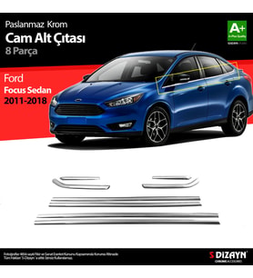 Ford Focus 3 SD Krom Cam Çıtası 8 Prç 2011-2018
