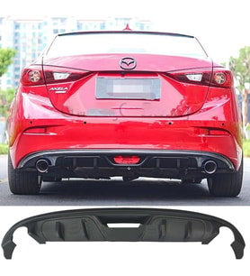Mazda 3 Difüzör Difizör Plastik Parlak Siyah Çift Çıkış 2014-2019 Arka-bodykit-ek-karlık