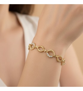 STİL İNCİSİ/XUPING JEWELRY HALLOW ZİRKON TAŞLI BİLEKLİK (Altın)