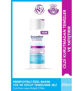 Bepanthol Sensidaily Yüz ve Vücut Temizleme Jeli 200ML - Sensiwash Çok Kuru Atopik Ciltler, Günlük vücut bakım