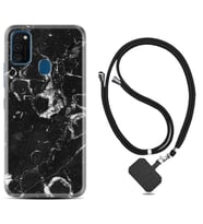 Samsung M21 M22 M23 M30 M31S M32 Kılıf Boyun Askılı Silikon Black Hole Marble 1387