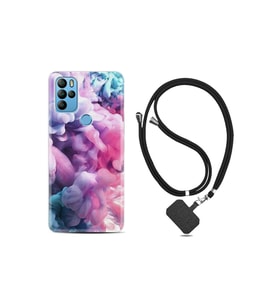 General Mobile Gm21 Pro Kılıf Desenli Silikon Boyun Askılı Pink Cloud 1305