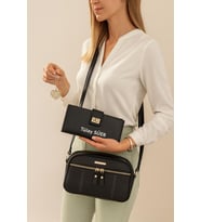 Givenza 🎁 Kişiye Özel Cüzdan & Kolye Hediyeli Şık Kadın Çanta Seti 🎁 (C.Siyah)