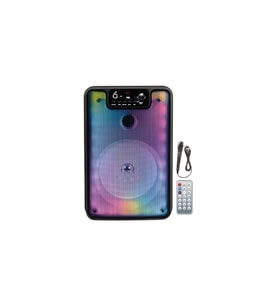 Bluetooth Karaoke Hoparlör Kumandalı LED Işıklı TWS Destekli Taşınabilir Parti Speaker (Siyah)