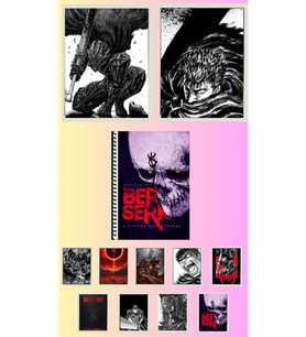 Berserk Poster A3 ,2 adet defter A4 1adet , fotokart 9 adet
