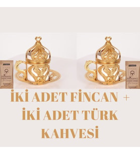 Eskitme 2 Adet Kahve Fincanı, Hediye , Sunum (Gold)