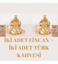 Eskitme 2 Adet Kahve Fincanı, Hediye , Sunum (Gold)