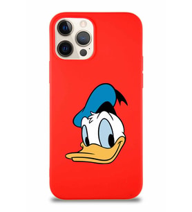 Apple iPhone 12 Pro Soft Premier Kapak Donald Duck-B Tasarımlı Silikon Kılıf - Kırmızı (Şeffaf)