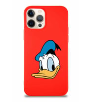 Apple iPhone 12 Pro Soft Premier Kapak Donald Duck-B Tasarımlı Silikon Kılıf - Kırmızı (Şeffaf)