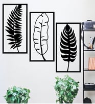 3 Parçalı Dekoratif Mdf Dal Tablo (Siyah)