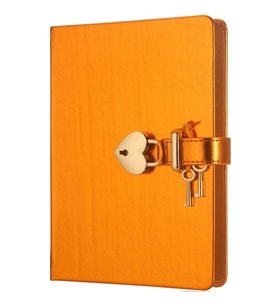 VICTORIA'S JOURNALS 4401 13x18cm 80gr.160YP. HUSH-HUSH KUTULU KİLİTLİ ÇİZGİSİZ DEFTER METALİK TURUNC