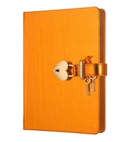 VICTORIA'S JOURNALS 4401 13x18cm 80gr.160YP. HUSH-HUSH KUTULU KİLİTLİ ÇİZGİSİZ DEFTER METALİK TURUNC