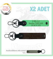 Hız Severlere İsim Plaka ve 0 Rh (+) Kan Grubu Yazılı Motorcu x2 Anahtarlık Set, K Kahve-F Yeşil-Gr