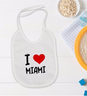 BK Kids I Love Miami Tasarımlı Bebek Mama Önlüğü - Model 1