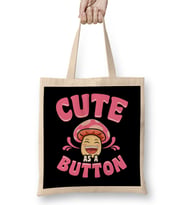 Adorable Cute As a Button Mushroom Pun Smiling Bez Çanta Uzun Saplı