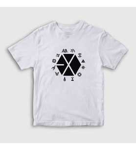 Presmono Unisex Çocuk Beyaz Symbols Logo Exo T-Shirt 61773tt (Beyaz)