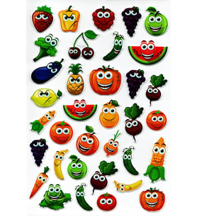 Sticker Kabartmalı A4 boyutunda Stiker Defter, planlayıcı etiket, -(Lim060) - Sebze Meyveler