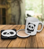 Kişiye Özel Şirin Panda Tasarım Kupa Bardak Ve Ahşap Bardak Altlığı 101851