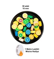 30 Adet 10 mm Polimer Kil Fimo Boncuk Takı Bileklik + 1 Metre Lastikli Misina Hediye - Renkli Limon