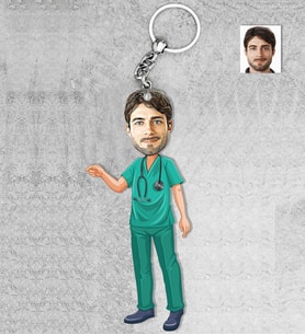 Kişiye Özel Erkek Doktor Ahşap Anahtarlık-4