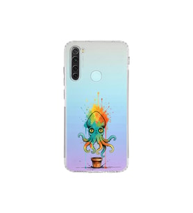 Redmi Note 8 ile uyumlu Splash ahtapot tasarımlı şeffaf silikon kılıf