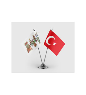 Aztek İmparatorluğu ve Türkiye Bayrağı İkili Saten Masa Bayrağı Takımı