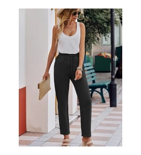 Kadın Beli Lastikli Keten Pantolon