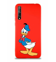 Huawei Y8P Soft Premier Kapak Donald Duck-D Tasarımlı Silikon Kılıf - Kırmızı (Şeffaf)