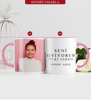 BK Gift Kişiye Özel Kendin Tasarla Pembe Kupa Bardak