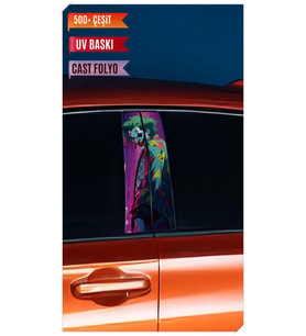 Araç Kapı Direk Kaplama Folyosu Joker Desenli (Sağ Sol Takım) (2 Adet) - 22x50 C (Çok Renkli)