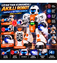 Uzaktan Kumandalı Akıllı Robot – Vantuz ve Su Topu Atabilen Sesli Işıklı Robot Oyuncak