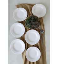 Keramilka Beyaz Linda Yemek Tabağı 21 Cm 6 Adet 006