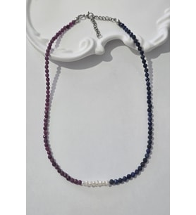 SERTİFİKALI GERÇEK İNCİ, 3 MM LAPİS LAZULİ, YAKUT DOĞALTAŞ KOLYE