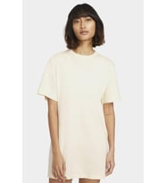 Nike Sportswear Organic Cotton Short Sleve Dress Nakış Swooslu Elbise Krem