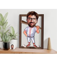 BK Gift Kişiye Özel Erkek Beyzbol Karikatürlü 3D Ahşap Tablo-16, Sevgiliye Hediye, Arkadaşa Hediye, Doğum Günü Hediyesi
